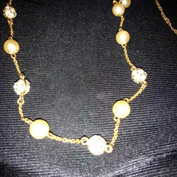 Lot Of 2 Nolan Miller Necklaces Faux Pearl Rhinestone - Picture 8 of 8